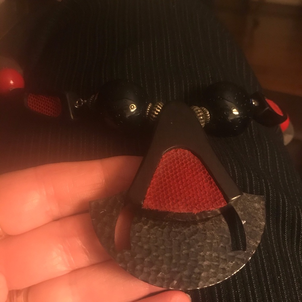 Red And Black Statement Necklace - image 2